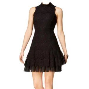 Betsy & Adam Black Lace High-Neck Women's Size 6 Sheath Dress